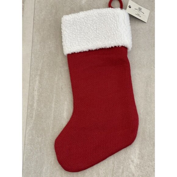 Bee & Willow Christmas Knit Stocking 17" Red White Embroidered Letter A Cuff NEW - Picture 5 of 7